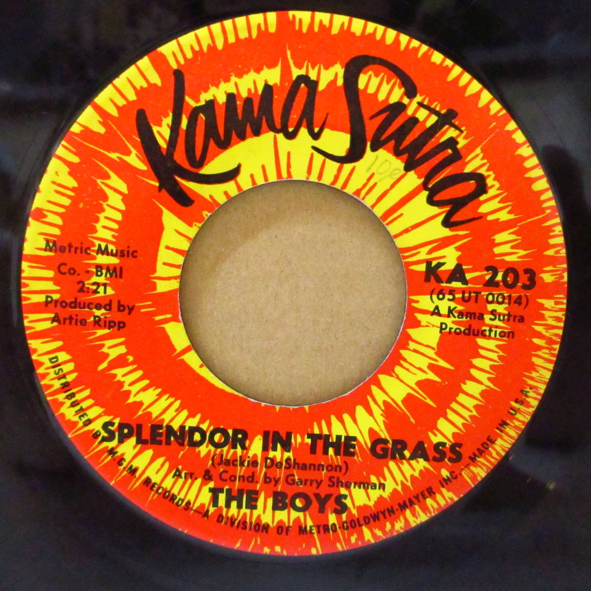 BOYS, THE (ザ・ボーイズ) - Splendor In The Grass (US '65 初回「黒ロゴ」オリジナル 7インチ) ジャッキー・ディシャノン作美メロ・フォークPOP!