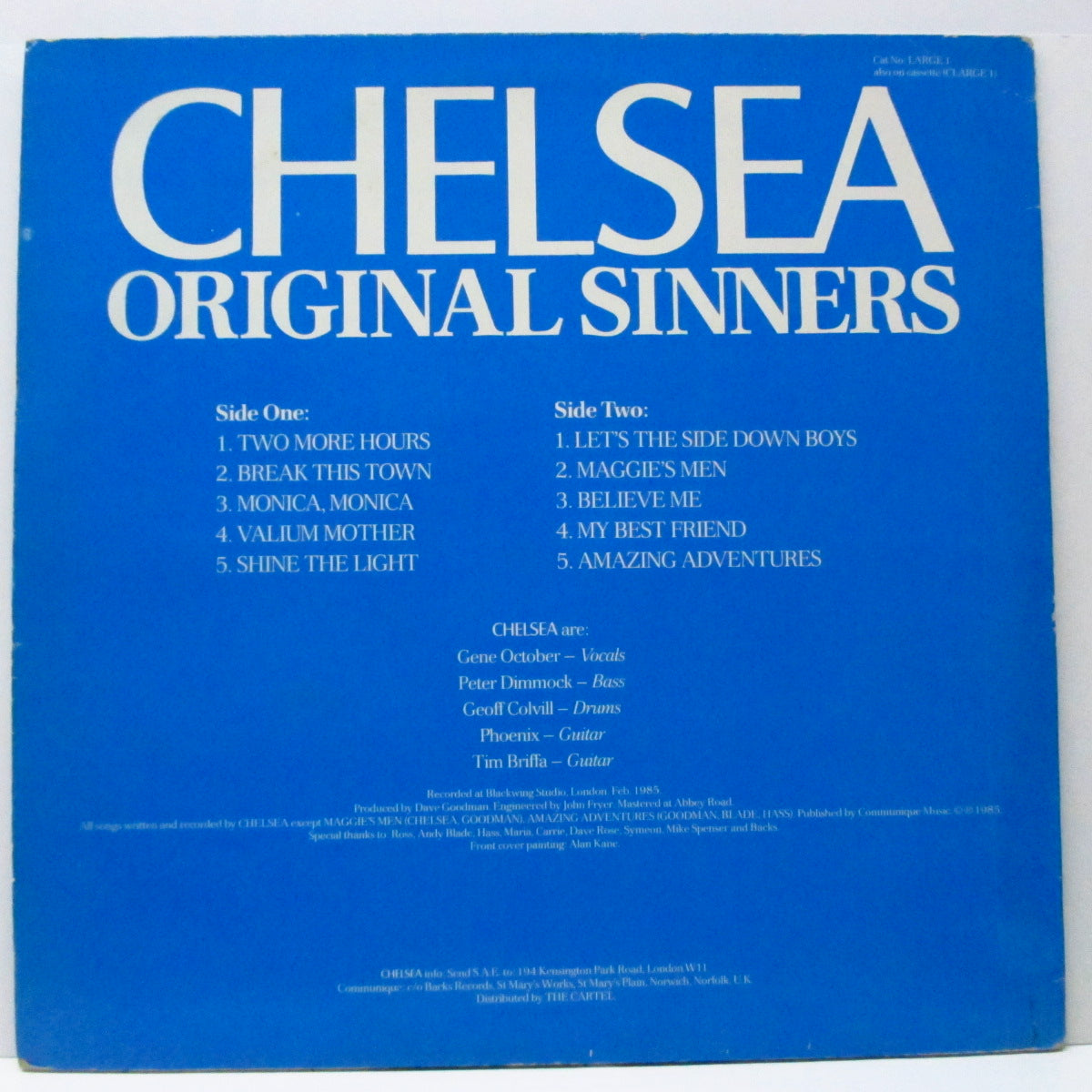 CHELSEA (チェルシー) - Original Sinners (UK オリジナル LP) '85年再始動第一弾作 !