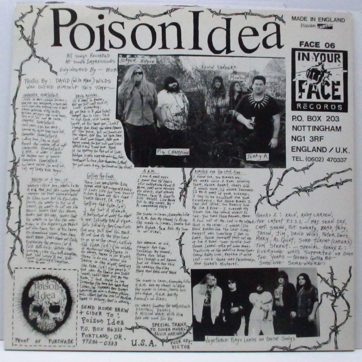 POISON IDEA (ポイズン・アイデア) - Ian Mackaye (UK '89 再発6曲入り LP+修正ジャケ/FACE 06)