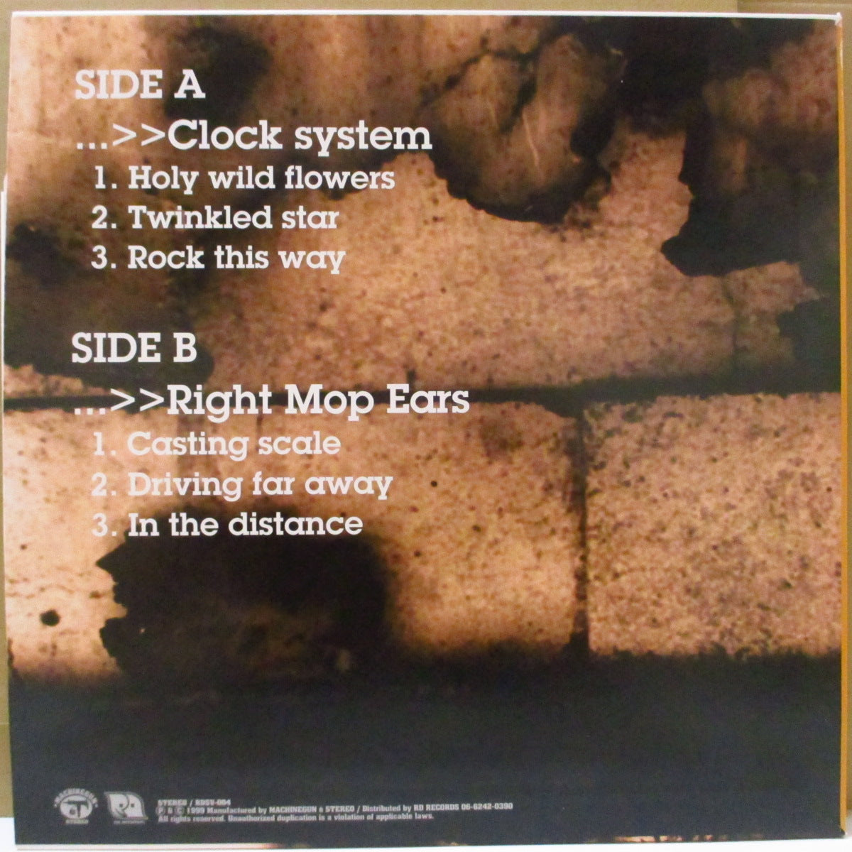CLOCK SYSTEM & RIGHT MOP EARS (クロック・システム & ライト・モップ・イヤーズ) - Face The Music (Japan '99 オリジナル6曲入りスプリット33回転 12インチ+インサート)