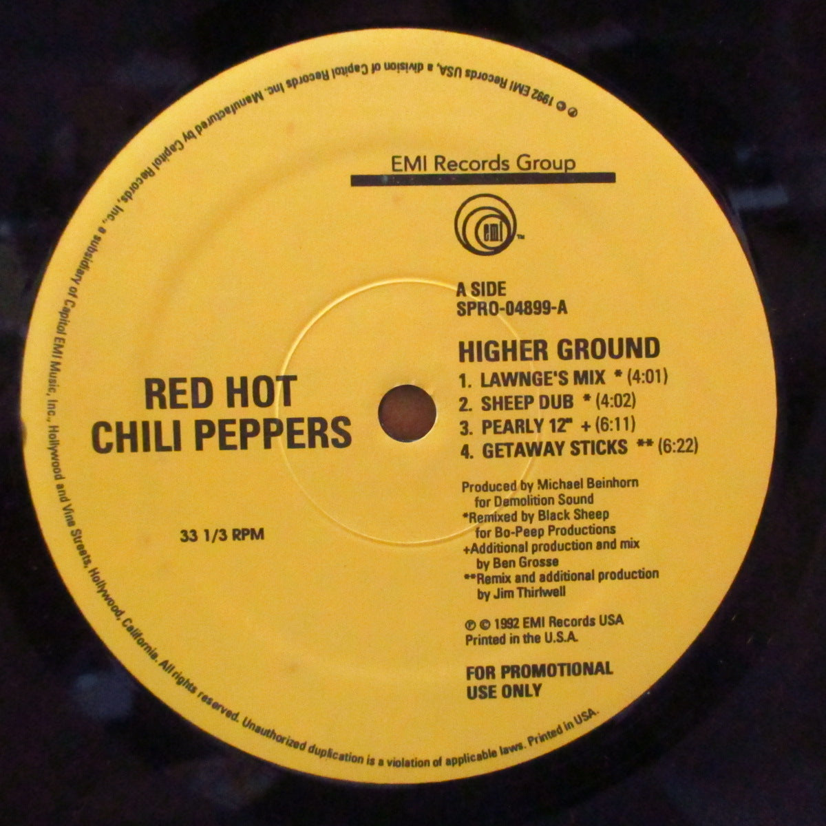 RED HOT CHILI PEPPERS (レッド・ホット・チリ・ペッパーズ) - Higher Ground / If You Want Me To Stay (US '92 プロモ6曲入りEP 12インチ/レアステッカー付きダイカット光沢ジャケ)