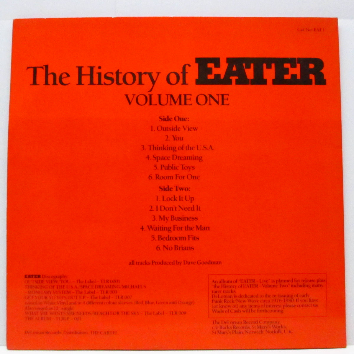 EATER (イーター) - The History Of Eater Vol.1 (UK 限定「レッドヴァイナル」LP+ボーナス7")