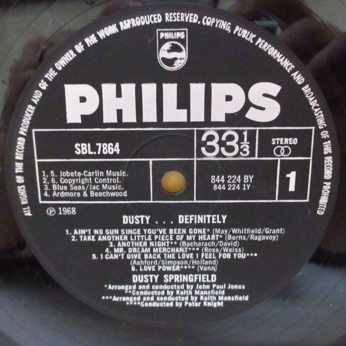 DUSTY SPRINGFIELD (ダスティ・スプリングフィールド) - Dusty....Definitely (UK '68 オリジナル・ステレオ LP/初回 両面コーティング・ジャケ) 通算4thアルバム