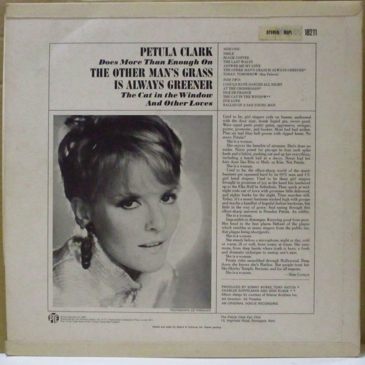 PETULA CLARK (ペトゥラ・クラーク) - The Other Man's Grass Is Always Greener (UK '68 オリジナル・ステレオ LP/表面コーティング折り返しジャケ) '68年名作!