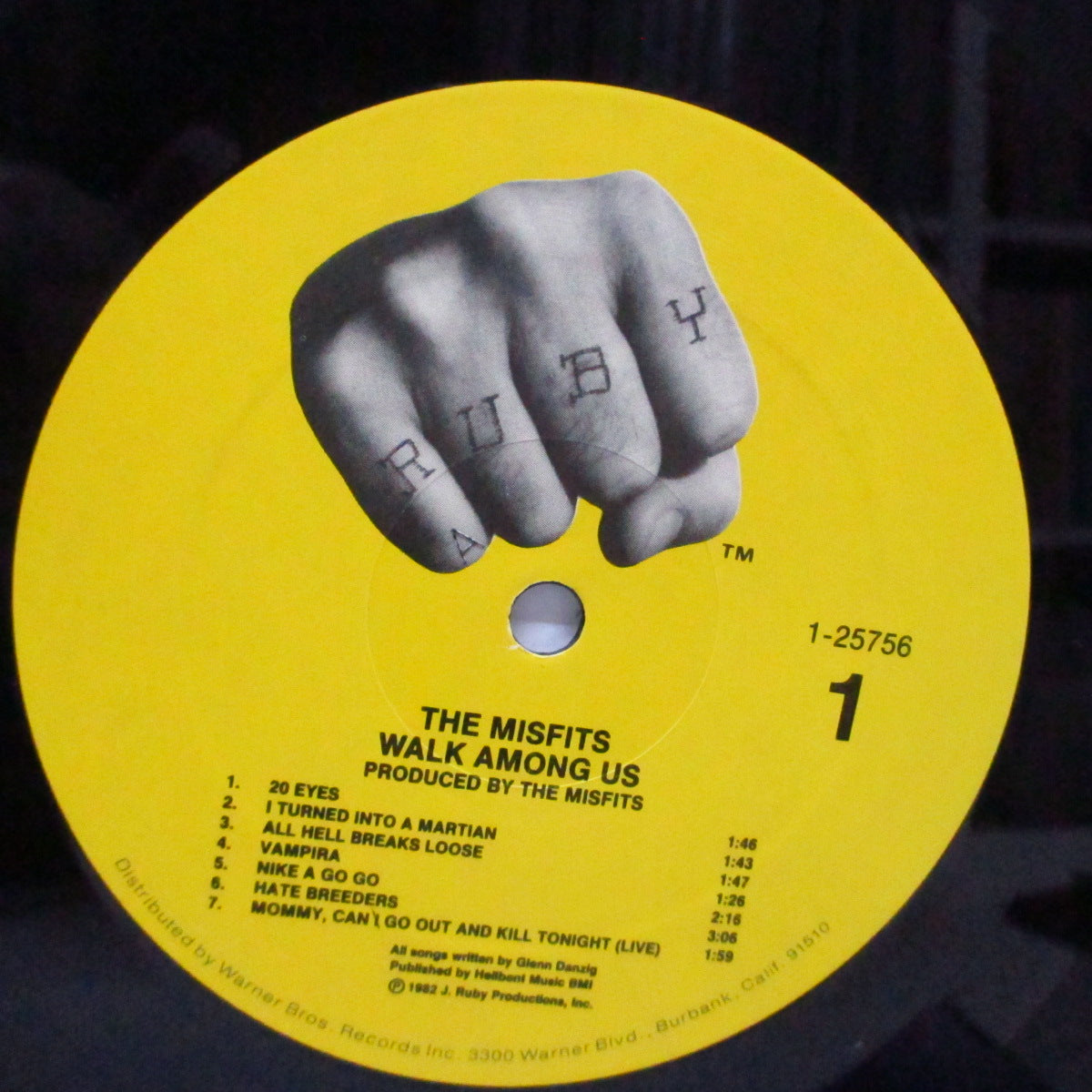 MISFITS (ミスフィッツ) - Walk Among Us (US '88 正規再発「黄ラベ」LP+インナー、紫ジャケ/ 9 25756-1) '82年ファースト!