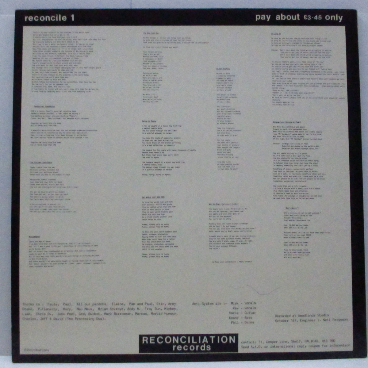 ANTI-SYSTEM (アンチ・システム) - No Laughing Matter (UK オリジナル LP+見開きジャケ/ブックレット欠) '85年ファースト!