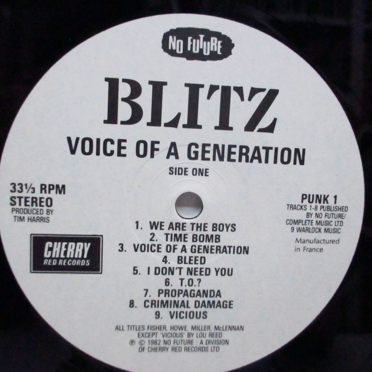 BLITZ (ブリッツ) - Voice Of A Generation (UK レイト80's 再発「白黒ラベ」LP/バーコードジャケ) 近年稀な美品 !