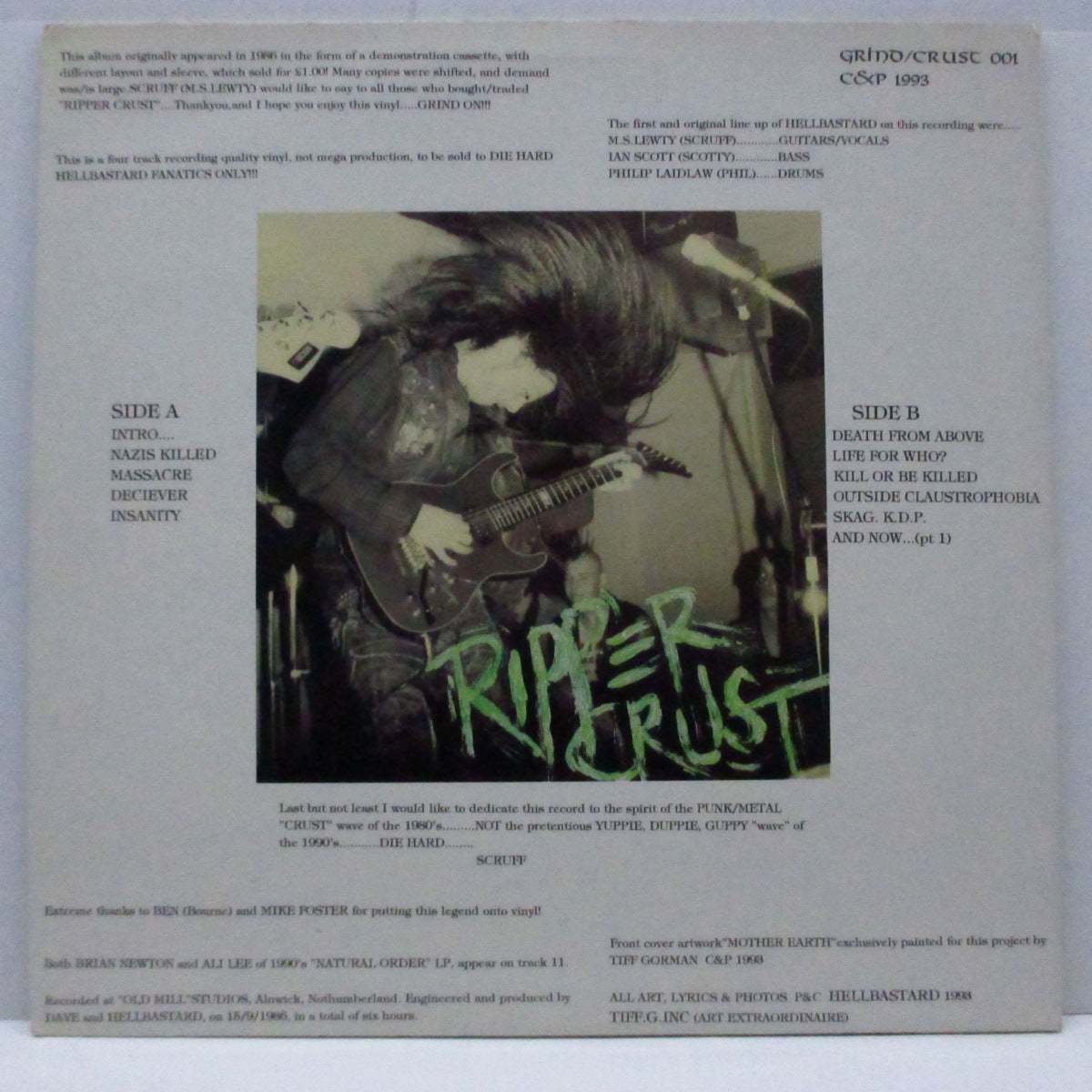HELLBASTARD (ヘルバスタード) - Ripper Crust (UK '93 再発「パープルヴァイナル」LP+インナー) '86年ファーストデモ!