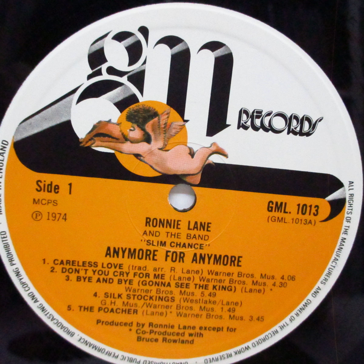 RONNIE LANE & SLIM CHANCE (ロニー・レイン & スリム・チャンス) - Anymore For Anymore (UK オリジナル「ケルビム (智天使) ロゴ」ラベ LP/光沢ジャケ) '74年デビューアルバム!