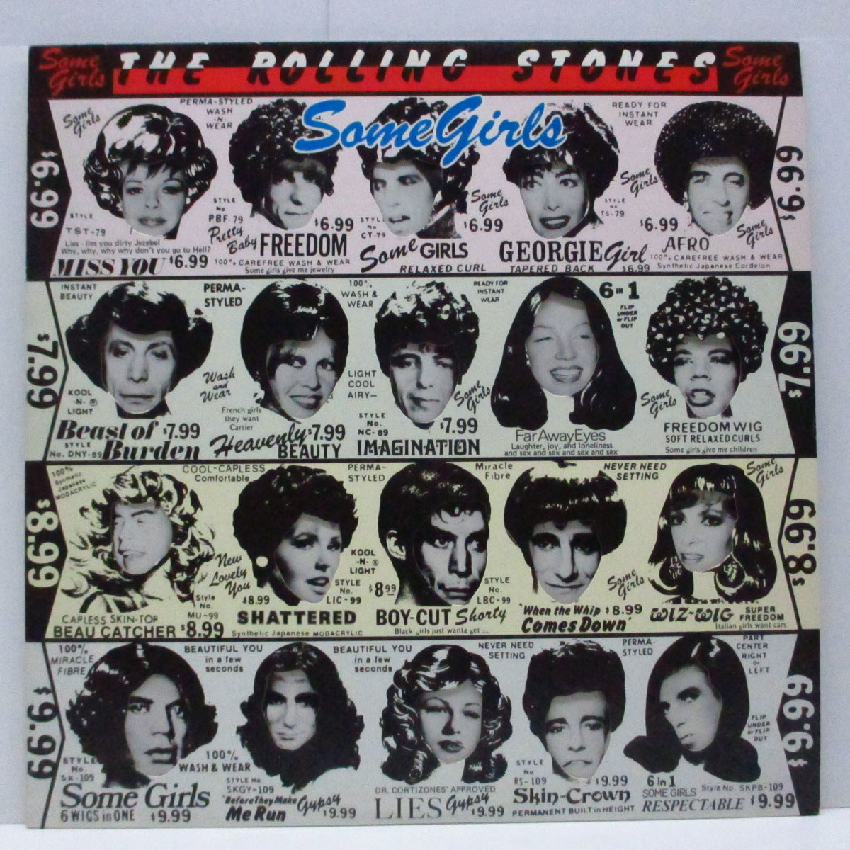 ROLLING STONES (ローリング・ストーンズ) - Some Girls (UK オリジナル LP+無修正インナー/「青タイトル」薄ピンク/薄緑/薄黄/薄青 ダイカットジャケ)