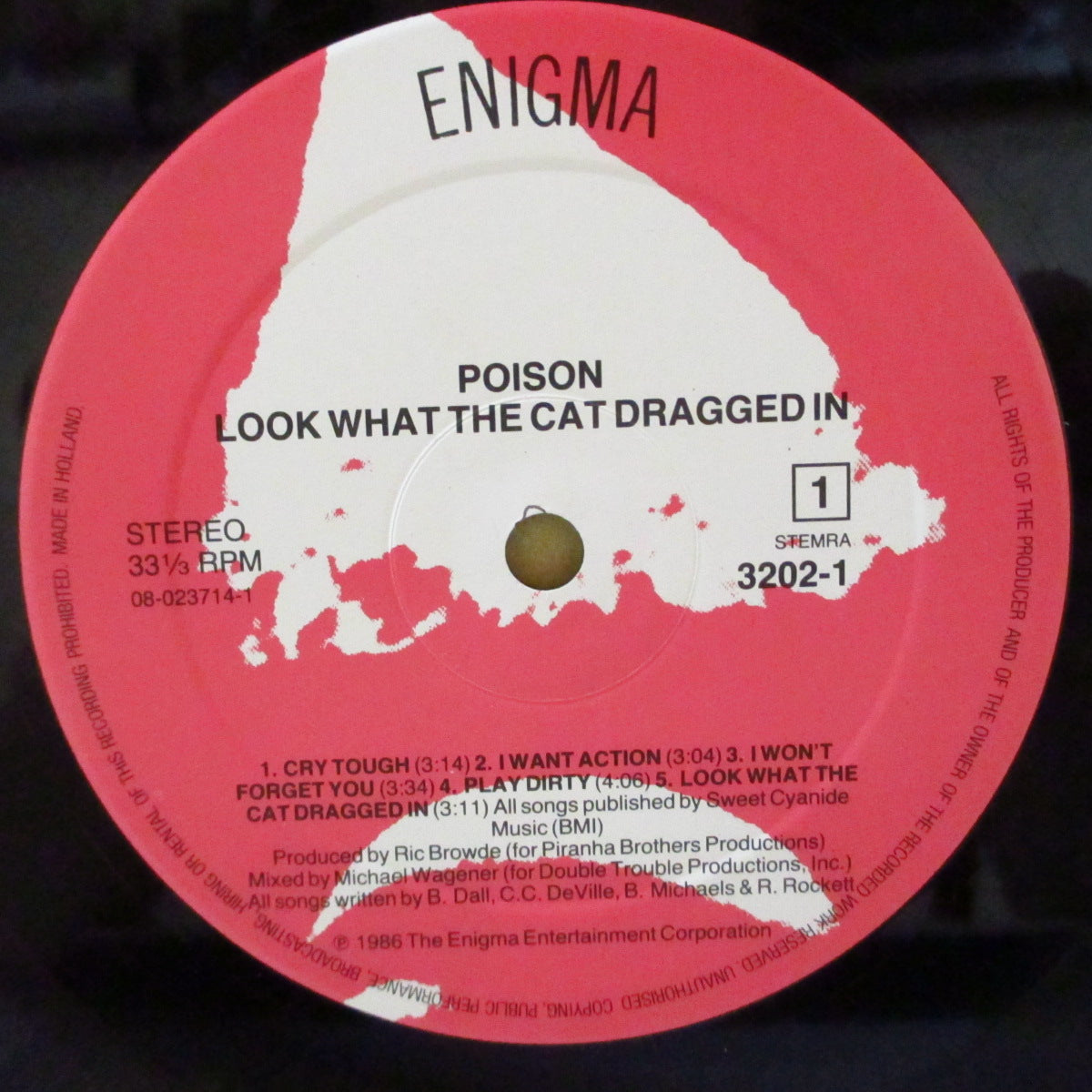 POISON (ポイズン) - Look What The Cat Drragged In (Dutch オリジナル LP/裏面に「Enigma」表記光沢ジャケ) '86年1stアルバム
