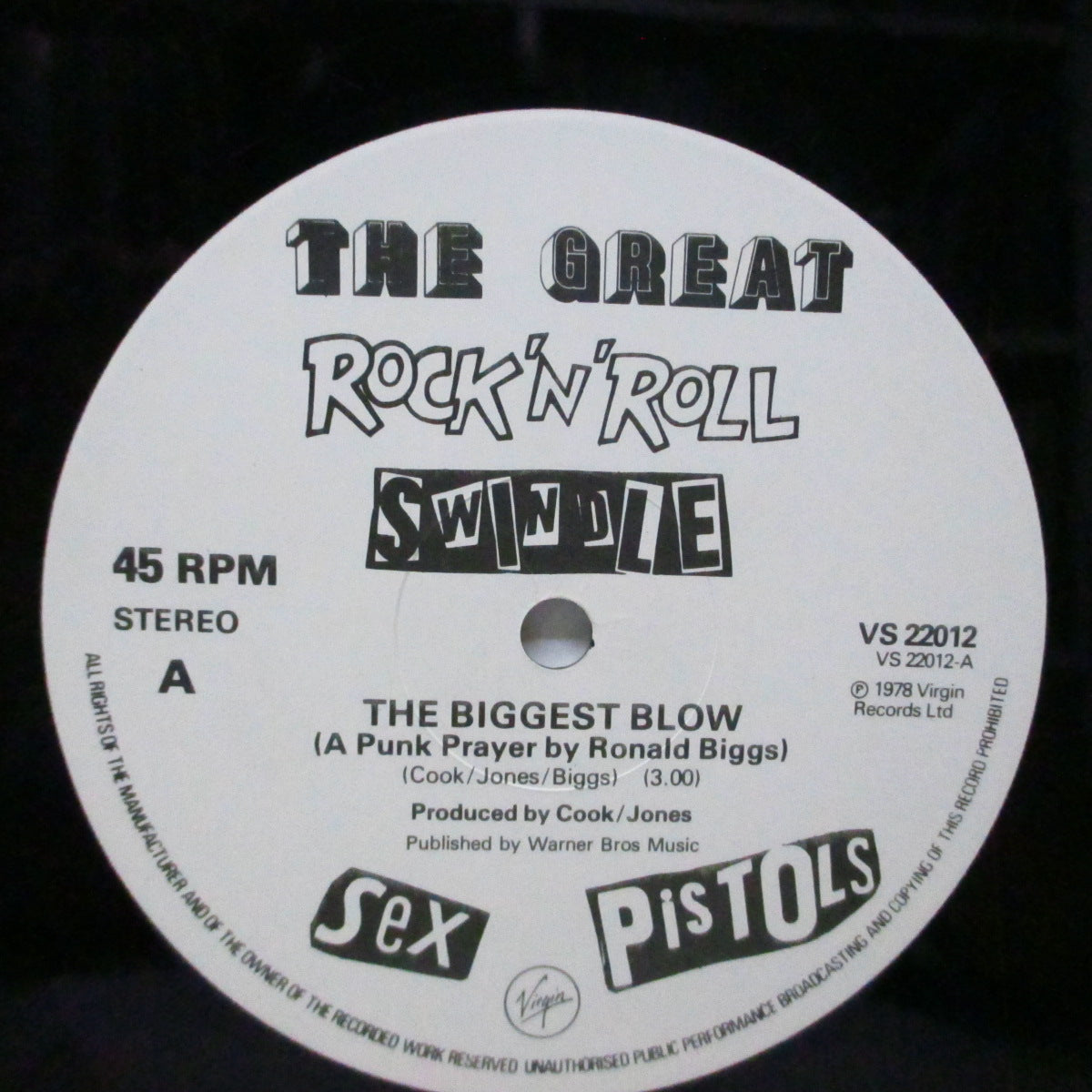 SEX PISTOLS (セックス・ピストルズ) - The Biggest Blow A Punk Prayer By Ronnie Biggs (UK '85 再発「Virgin ロゴ」ラベ 12")