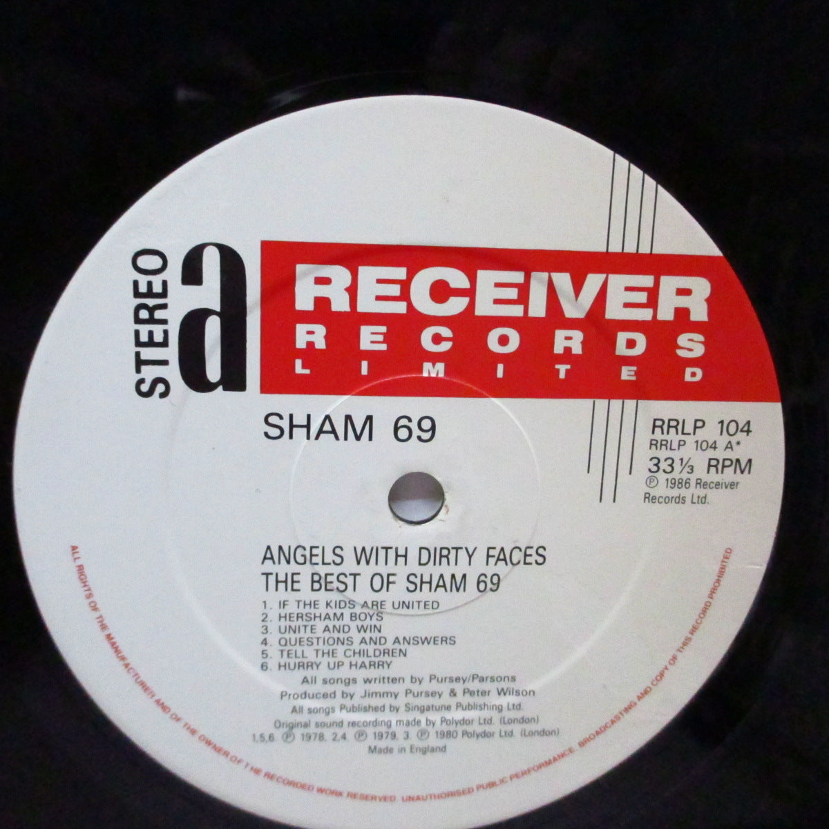 SHAM 69 (シャム 69) - The Best Of Sham 69 : Angels With Durty Faces (UK オリジナル「白ラベ」LP)