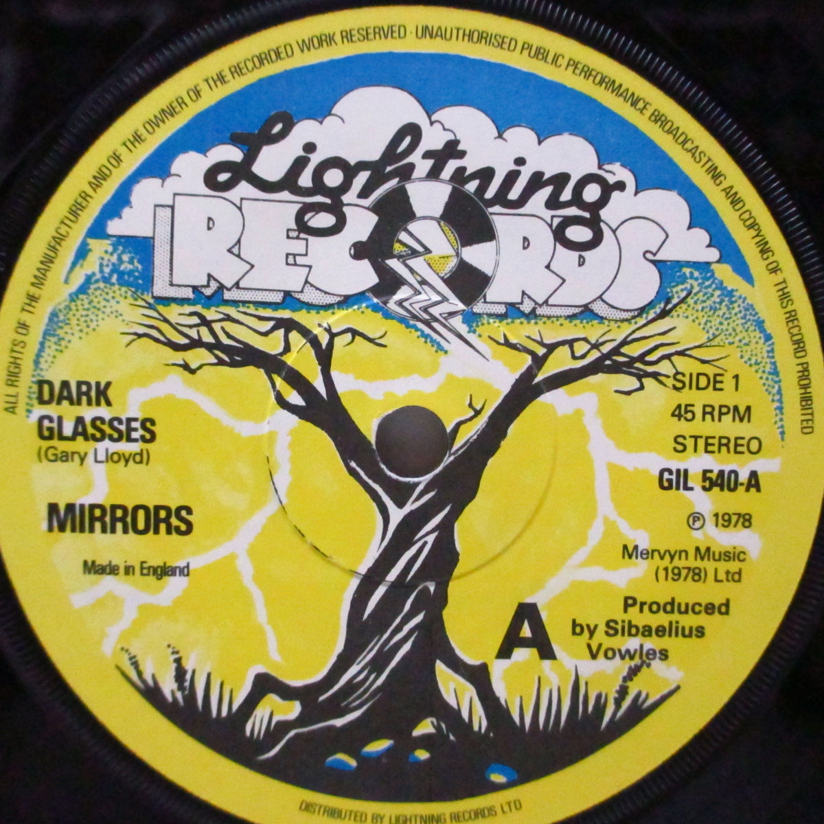 MIRRORS, THE (ザ ・ミラーズ) - Dark Glasses (UK オリジナル 7"/マットソフト紙折り返しジャケ) '78年セカンド&ラスト!