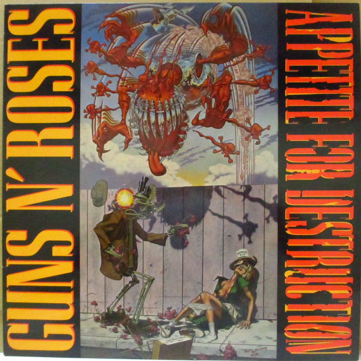 GUNS N' ROSES (ガンズ・アンド・ローゼズ) - Appetite For Destruction (US 初回オリジナル「Allied社プレス」LP+GHS 24148 品番インナー/「発禁レイプジャケ」-刺青ステッカー欠) '87年名作1stアルバム