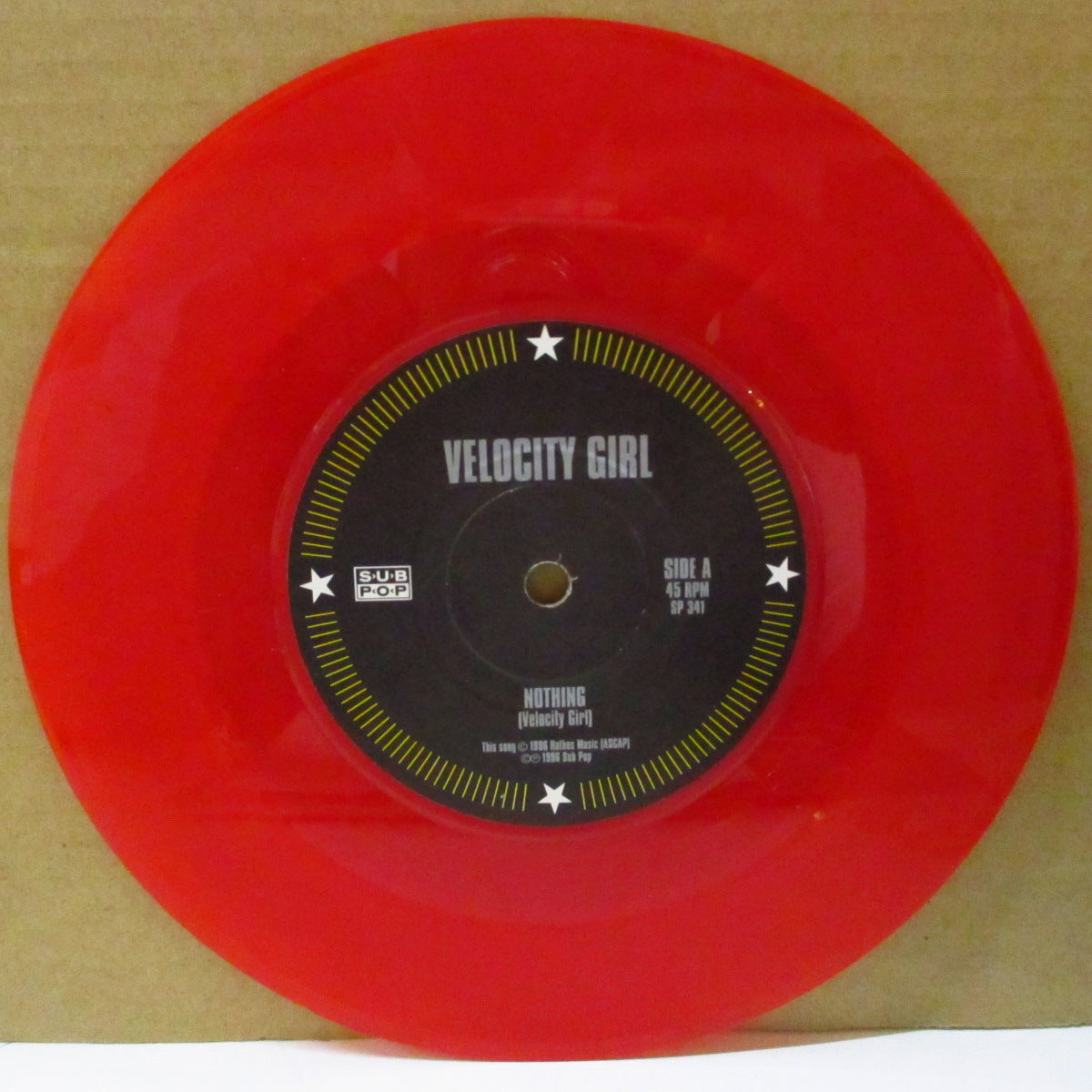 VELOCITY GIRL (ヴェロシティ・ガール) - Nothing (US '96 限定「レッドヴァイナル」 7インチ+光沢固紙ジャケ)