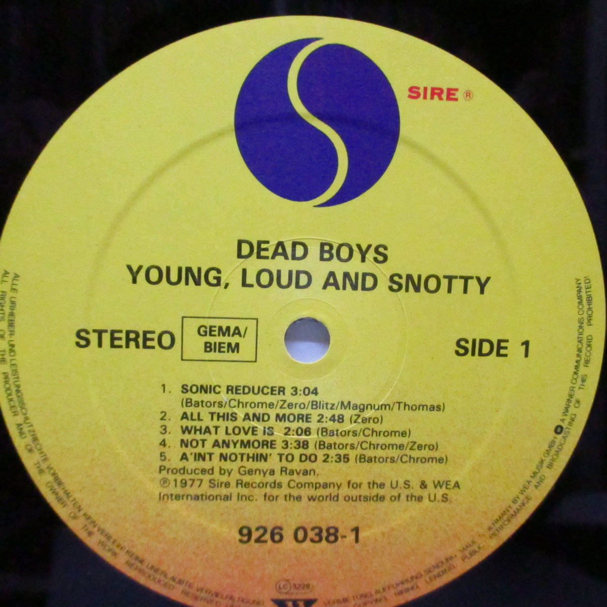 DEAD BOYS (デッド・ボーイズ) - Young Loud And Snotty ( German 80's 再発 LP ) '77年ファースト!