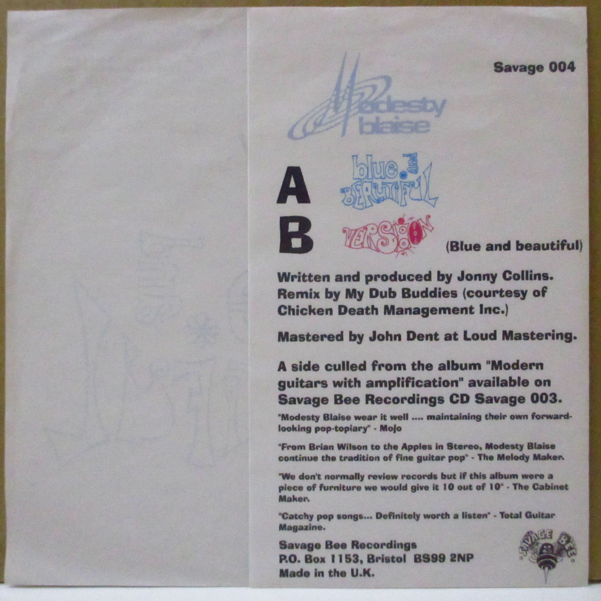 MODESTY BLAISE (モデスティ・ブレイズ) - Blue And Beautiful (UK オリジナル 7インチ+マットソフト紙ジャケ)