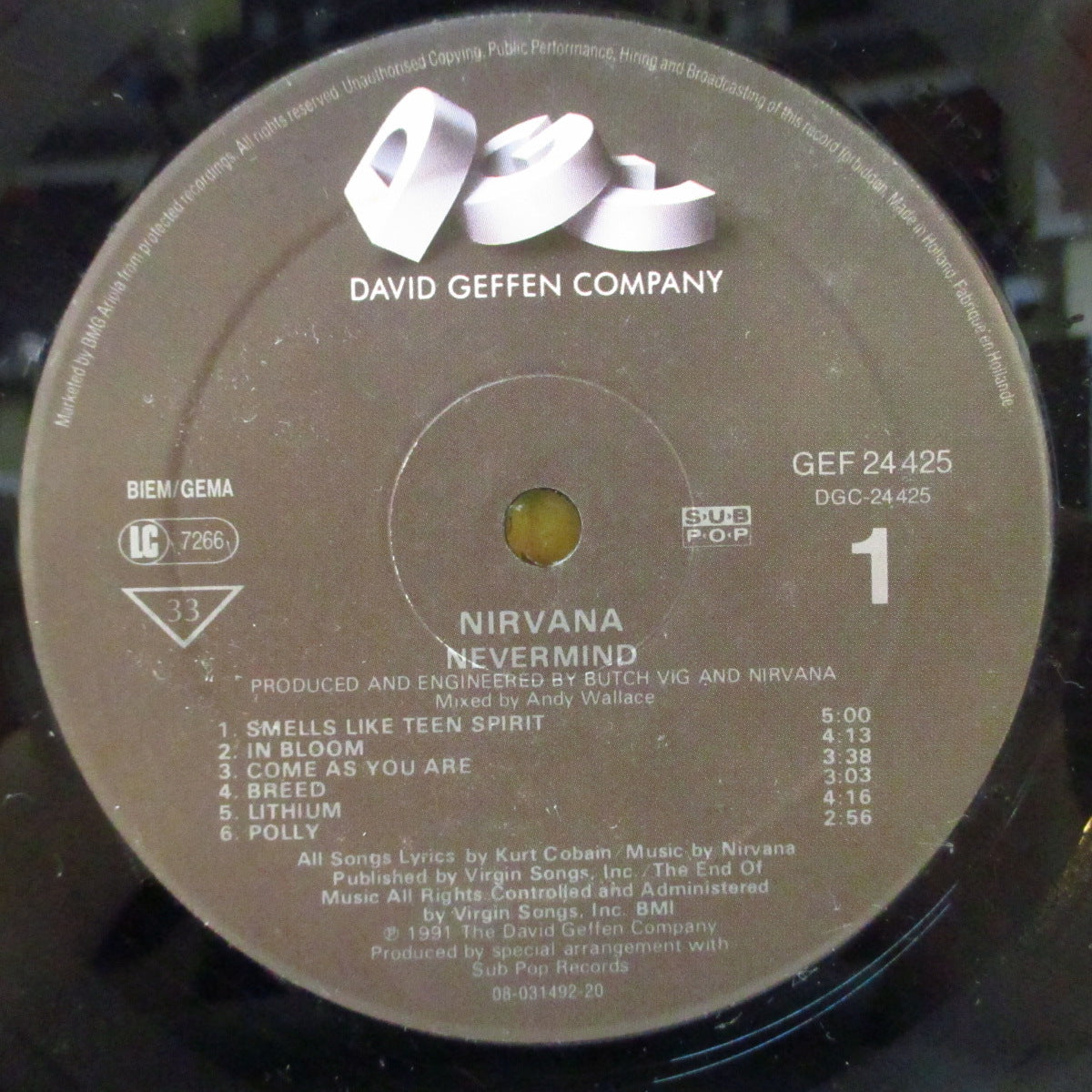 NIRVANA (ニルヴァーナ) - Nevermind (EU オリジナル「DGCロゴ・ラベ」 LP+ソフト紙インナー) '91年名作2ndアルバム