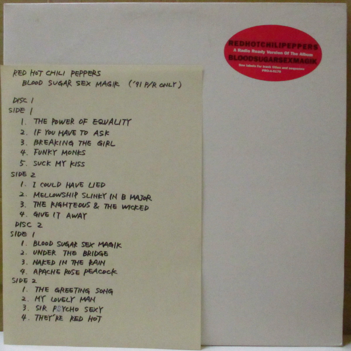 RED HOT CHILI PEPPERS (レッド・ホット・チリ・ペッパーズ) - A Radio Ready Version Of The Album "Blood Sugar Sex Magik" (US プロモ 2xLP+インサート/レアステッカー付き光沢プレーン見開きジャケ) プロモ用 '91年5thアルバム