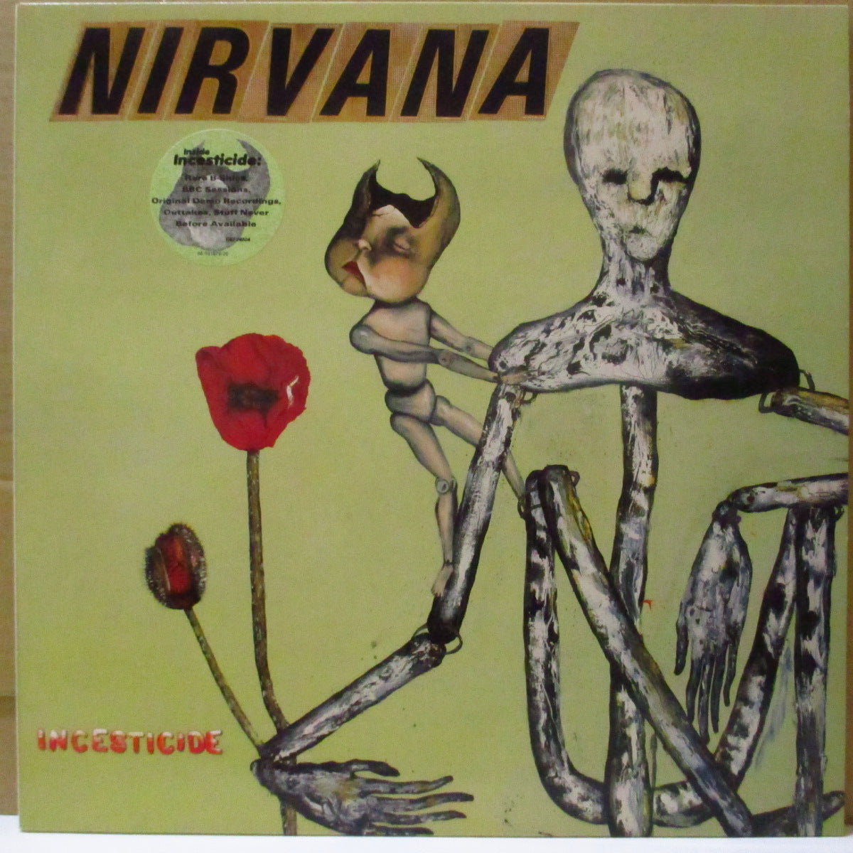 NIRVANA (ニルヴァーナ) - Incesticide (EU オリジナル「GEFFEN RECORDS表記無しラベ」 LP+インナー/レアステッカー付ジャケ) '92年レアトラック・コンピレーション