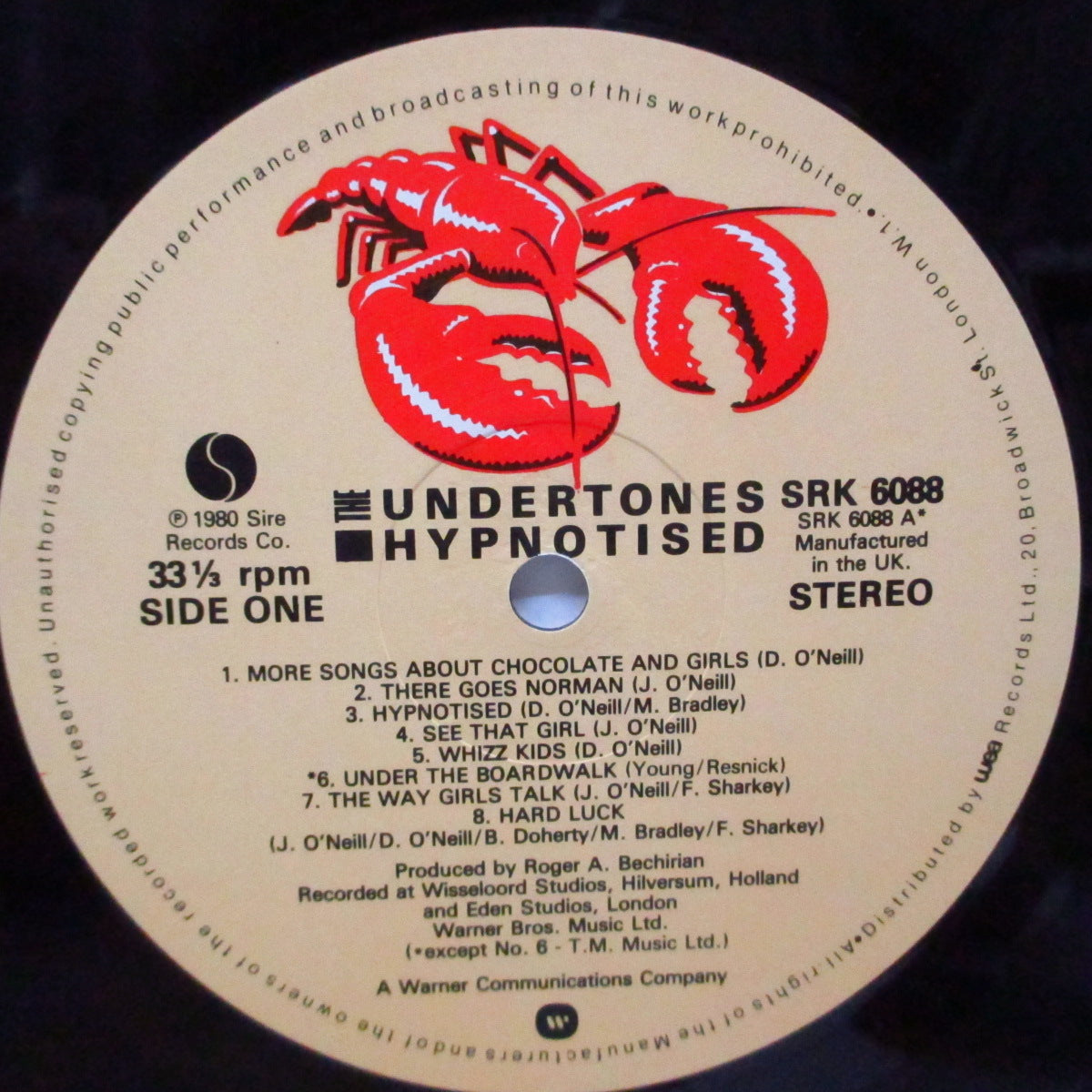 UNDERTONES, THE (ジ・アンダートーンズ) - Hypnotised (UK オリジナル LP+インナー)レア!初回「ロブスターステンシル」付き!