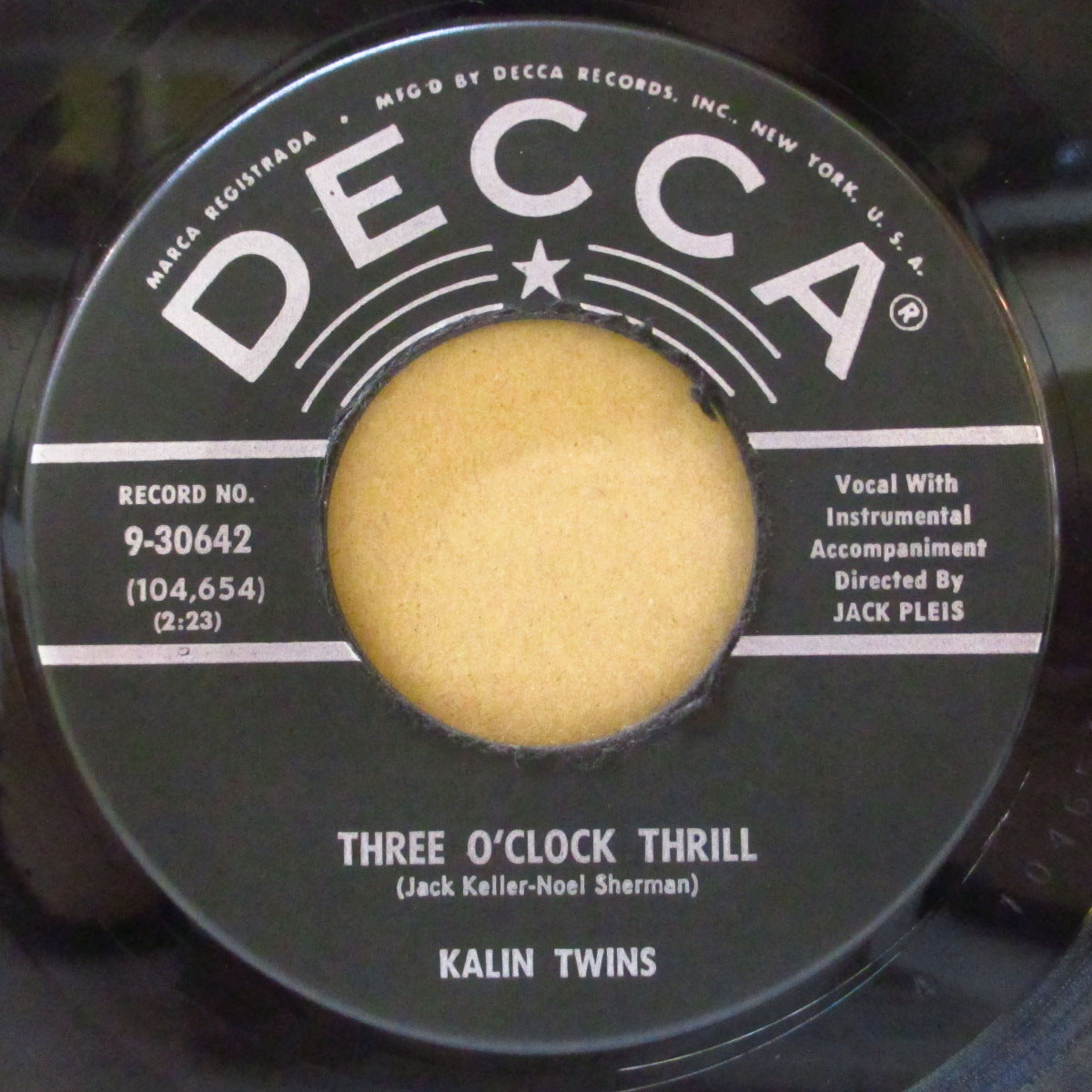 KALIN TWINS (カリン・ツインズ) - When (US '58 セカンドプレス「 星ラベ」7インチ)全英1位の一発大ヒット