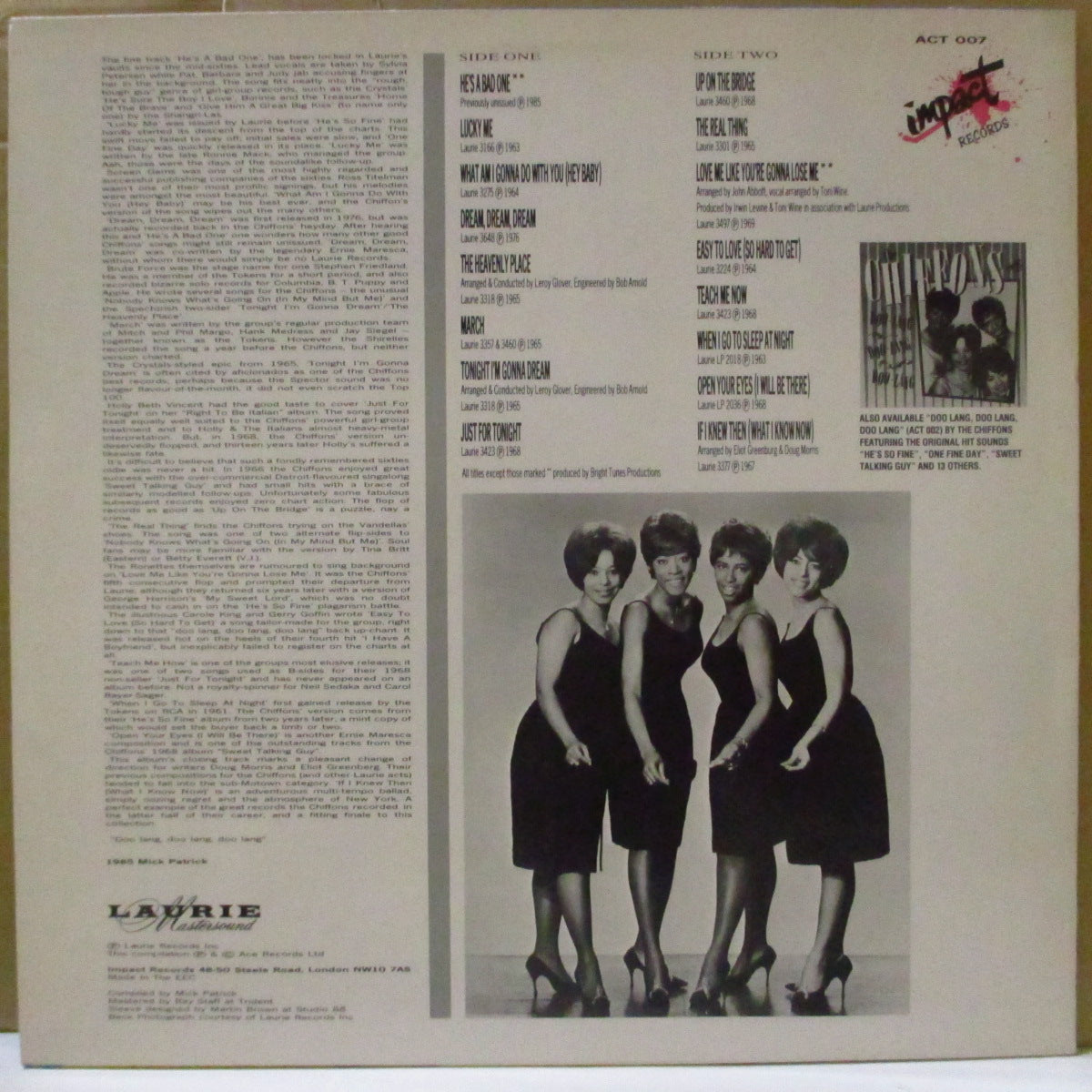 CHIFFONS, THE (ザ・シフォンズ) - Flips, Flops & Rarities (UK '85 オリジナル・モノラル LP) '60年代黄金期レア音源編集のコンピ16曲