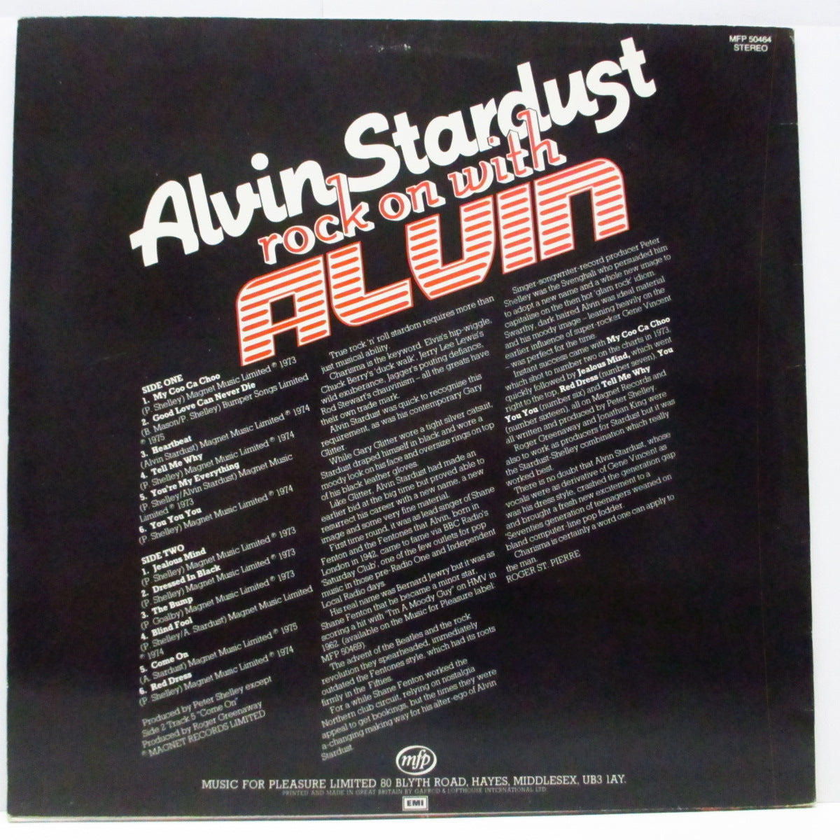 ALVIN STARDUST (アルヴィン・スターダスト) - Rock On With Alvin (UK オリジナル LP) 16曲入りベスト!