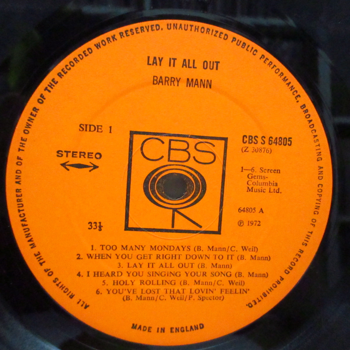 BARRY MANN (バリー・マン) - Lay It All Out (UK オリジナル LP/光沢見開きジャケ) '71年セカンド・アルバム、バリーマンの最高傑作 !