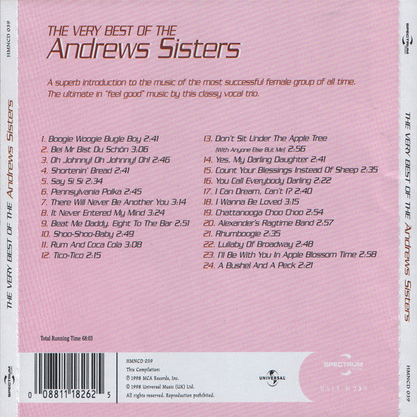 ANDREWS SISTERS (アンドリュース・シスターズ) - The Very Best (UK 限定プラケース CD/New)ベスト24曲!