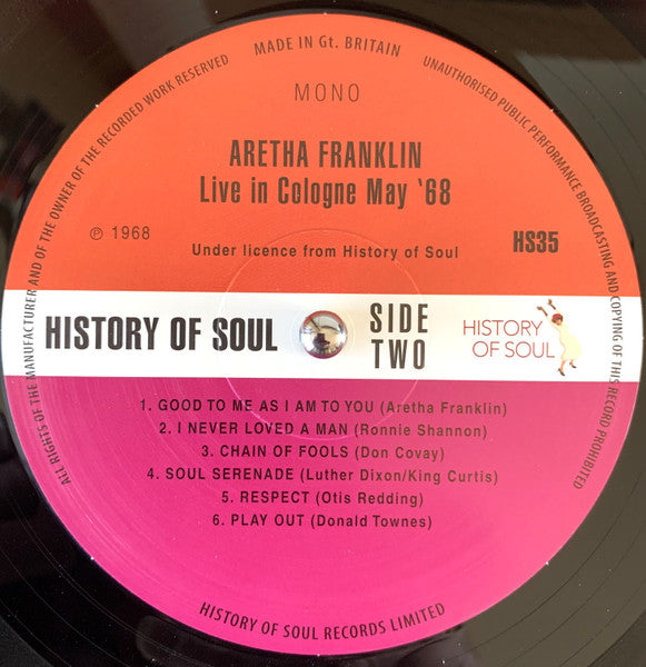 ARETHA FRANKLIN (アレサ・フランクリン) - Live In Cologne May ‘68 (EU 限定プレスLP / New) '68年26歳大充実期のドイツ・スタジオ・ライブ!