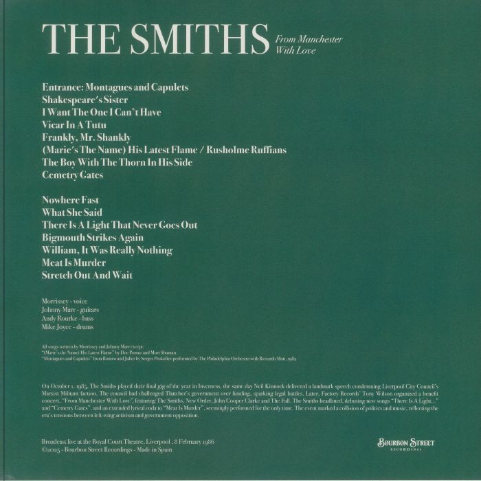 SMITHS, THE (ザ・スミス) - From Machester With Love (Spain 限定リリース LP/NEW) '86年イギリス録音ライブアルバム