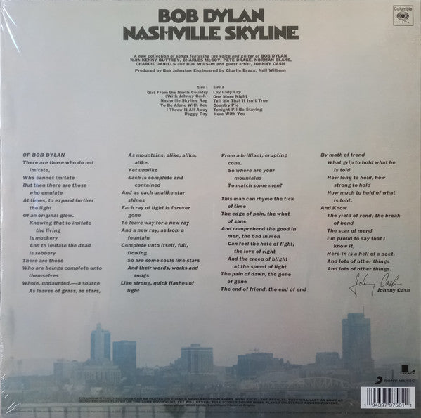 BOB DYLAN (ボブ・ディラン) - Nashville Skyline (EU 限定復刻再発「ホワイト VINYL」ステレオ LP/New)