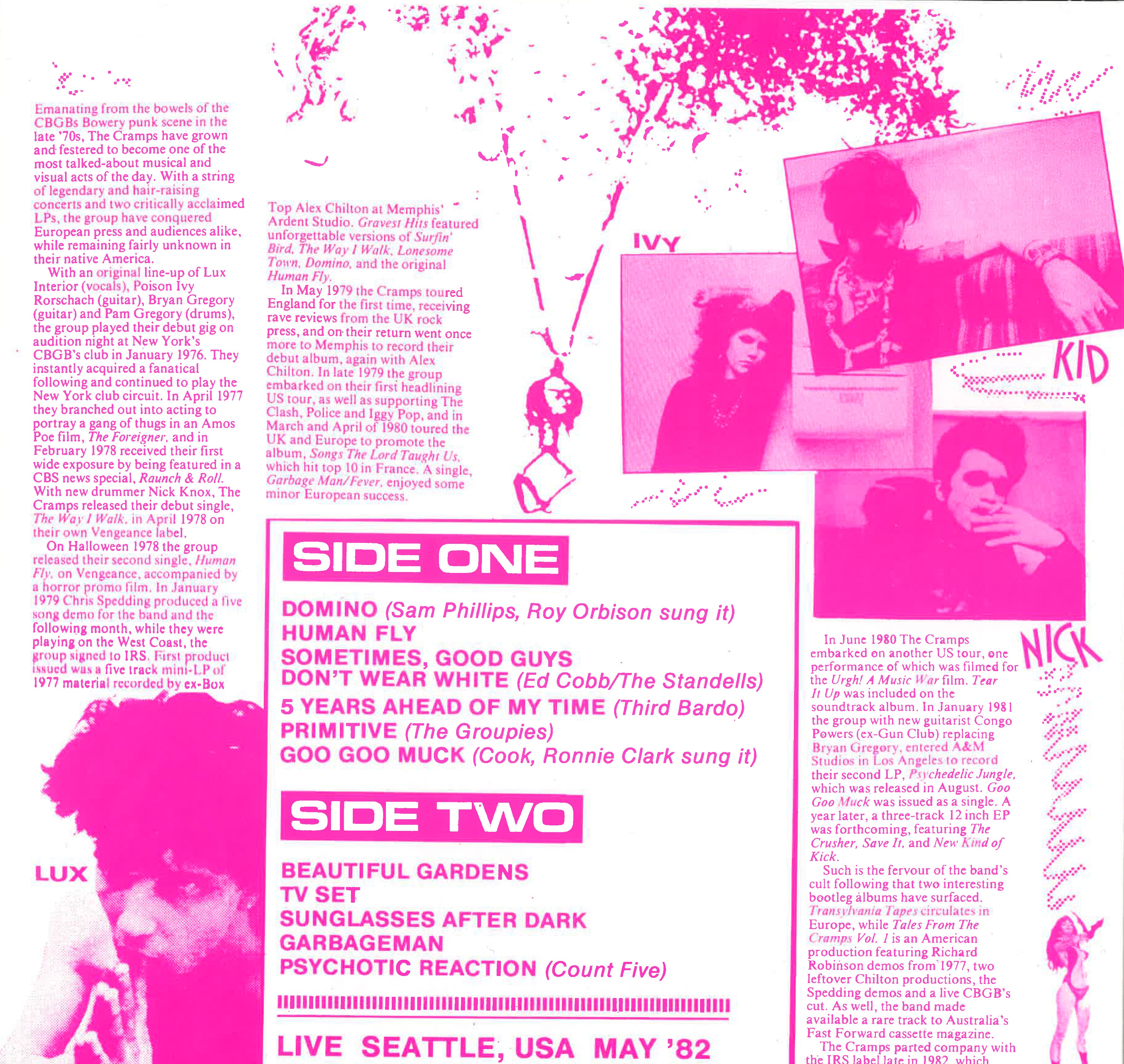CRAMPS (クランプス) - Psychedelic Safari (EU限定再発 LP /ピンク印刷ジャケ・バージョン New)'82年5月シアトルでの壮絶ライブ収録名作!