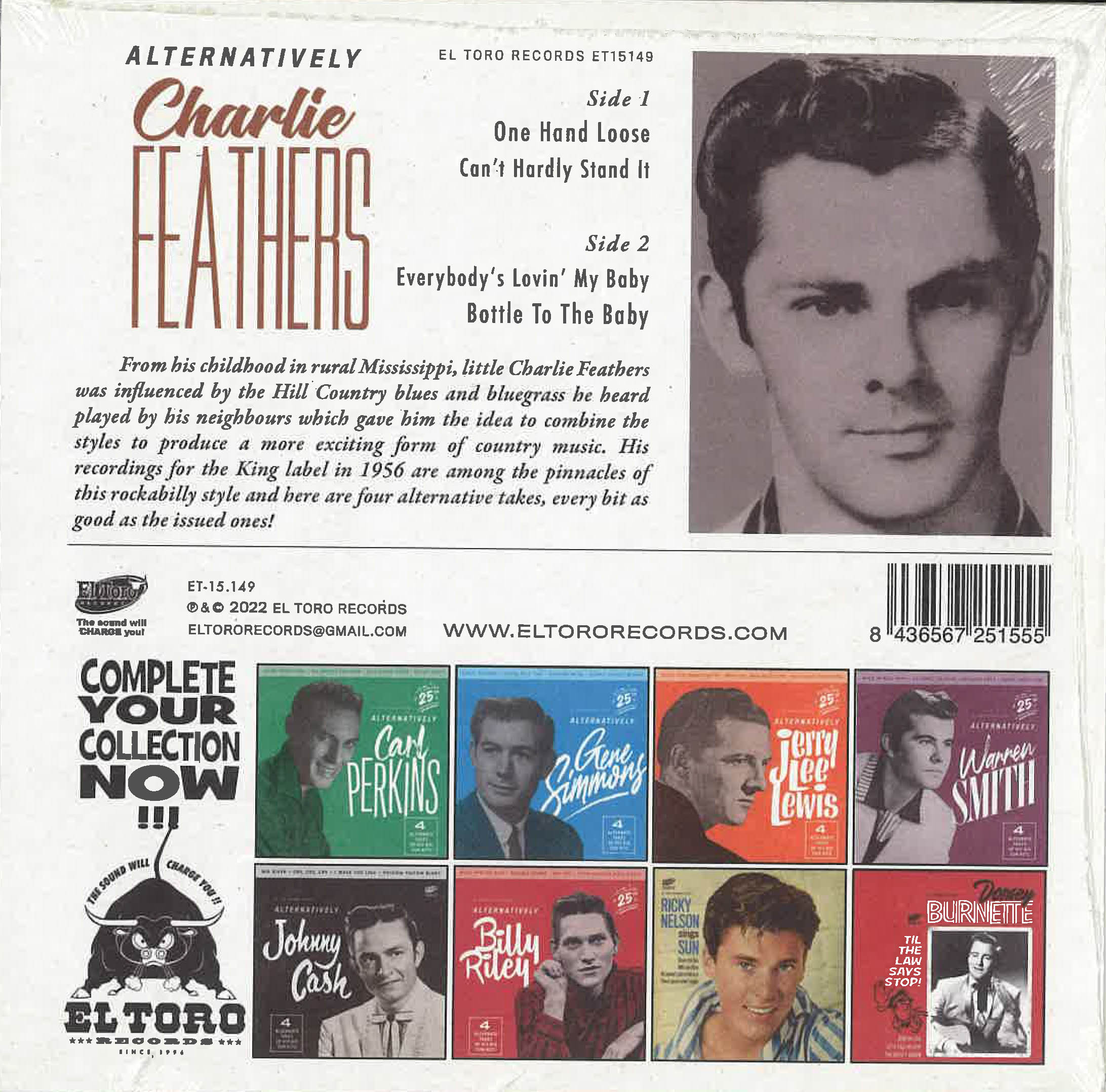 CHARLIE FEATHERS (チャーリー・フェザーズ) - Alternatively EP (Spain 限定ジャケ付き再発4曲入り 7"EP/New)