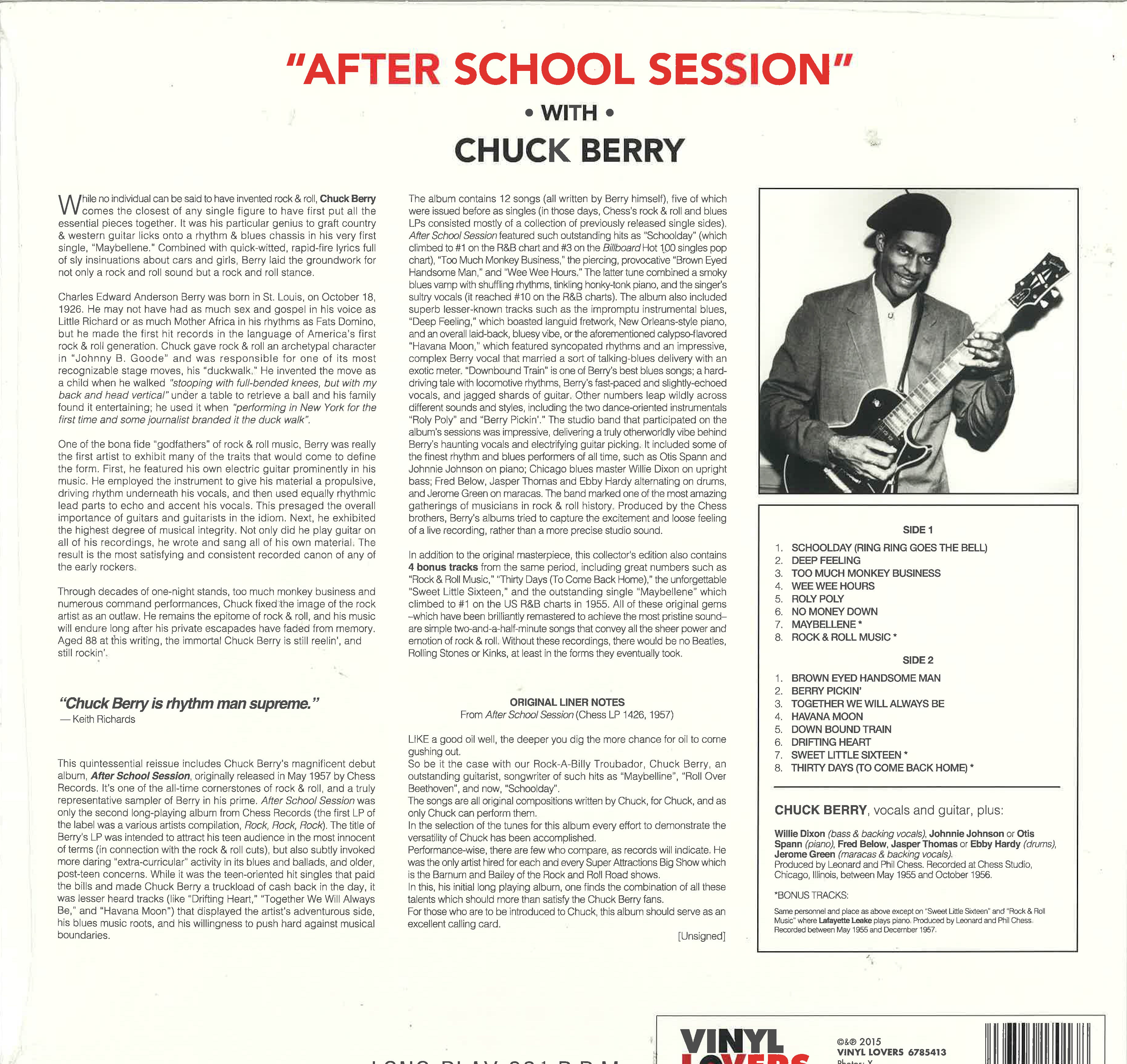 CHUCK BERRY (チャック・ベリー) - After School Session (EU 限定復刻ボーナス入り再発180g LP/New-Vinyl Lovers-6785413)‘57年デビュー・アルバム!