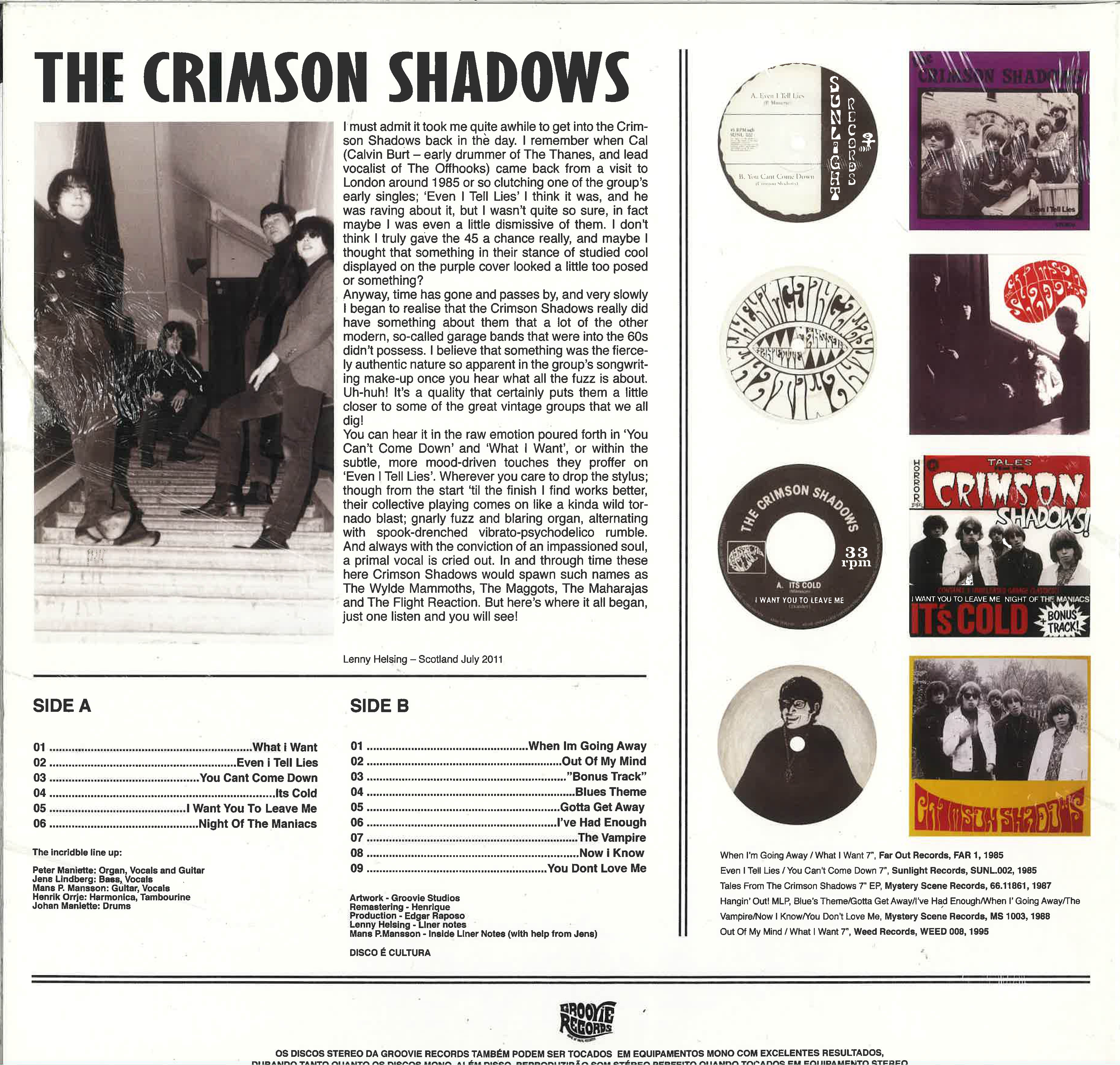 CRIMSON SHADOWS (クリムゾンシャドウズ) - One Step Beyond Sanity (ポルトガル 限定リリース「黒盤」 LP/New)スウェーデン伝説の暴れん坊ガレージ