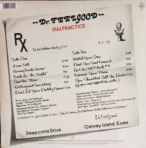 DR.FEELGOOD (ドクター・フィールグッド) - Malpractice (UK 発売50周年限定復刻リマスター再発ステレオ LP/ New) 英パブロック界名作'75年セカンド・アルバム