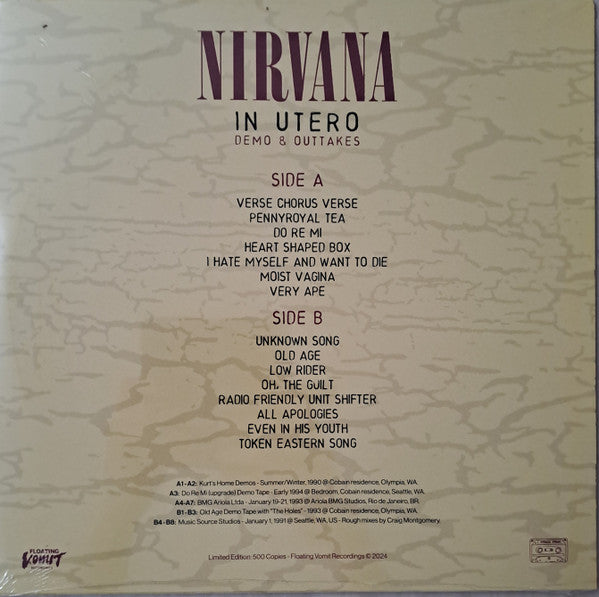 NIRVANA (ニルヴァーナ) - In Utero Demo & Outtakes (Italy 500枚限定リリース LP/NEW)