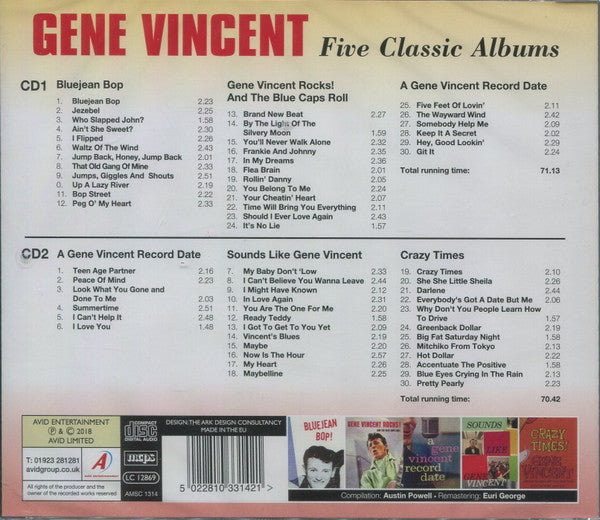 GENE VINCENT (ジーン・ヴィンセント) - Five Classic Albums (EU 限定再発 2xCD/New) 全60曲!