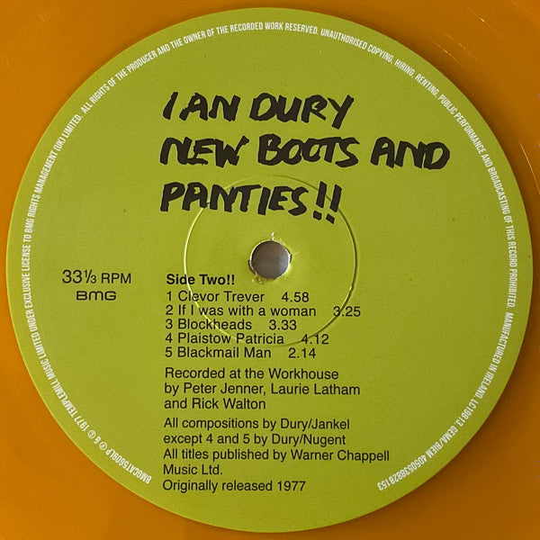 IAN DURY & THE BLOCKHEADS (イアン・デューリー&ザ・ブロックヘッズ) - New Boots And Panties !! (UK 限定復刻再発「オレンジ VINYL」LP/New)