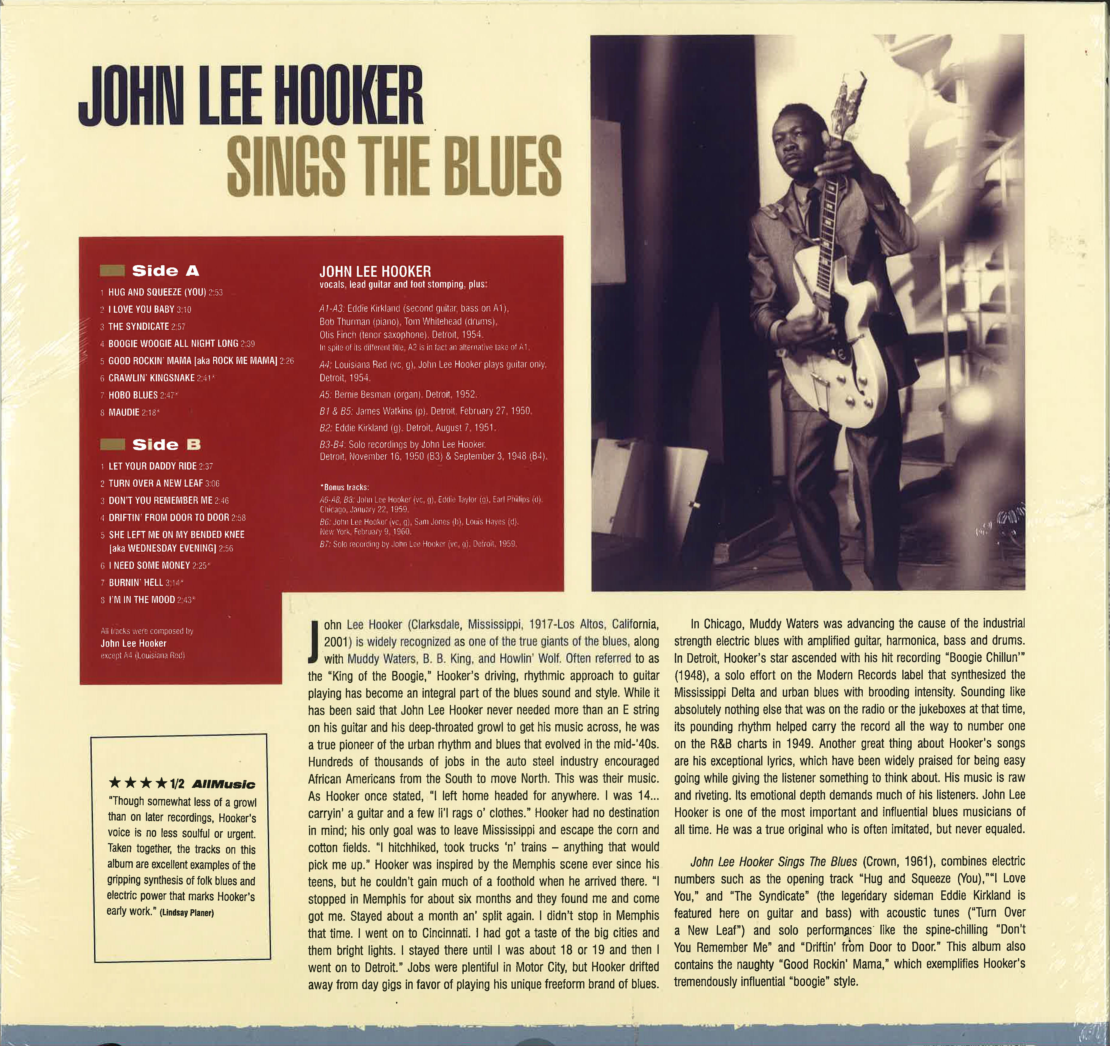 JOHN LEE HOOKER (ジョン・リー・フッカー) - Sings The Blues (EU 限定復刻ボーナス入り再発180g モノラル LP/New)