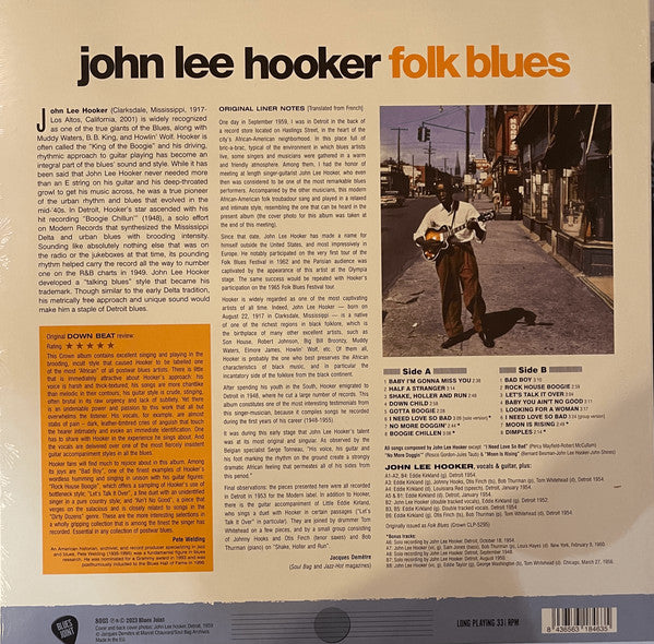 JOHN LEE HOOKER (ジョン・リー・フッカー) - Folk Blues (EU 限定復刻ボーナス入り再発180g LP/New)