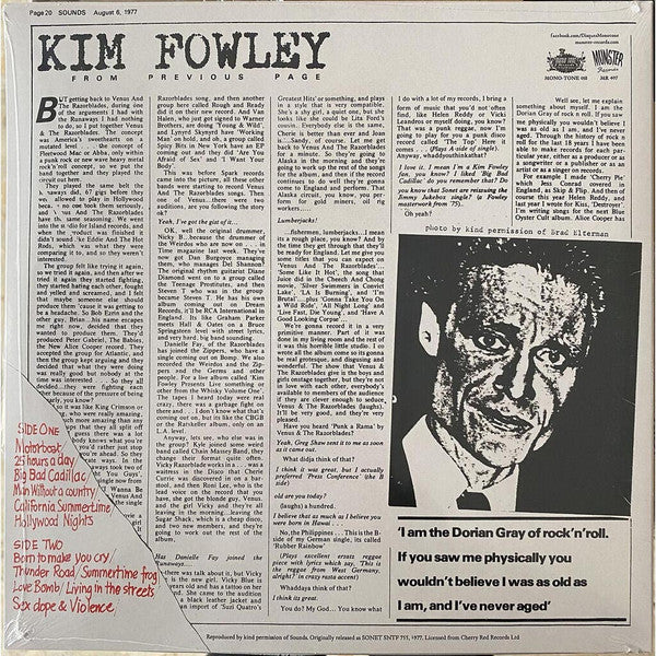 KIM FOWLEY (キム・フォーリー) - Living In The Streets (EU 限定復刻再発アナログ LP/ New)