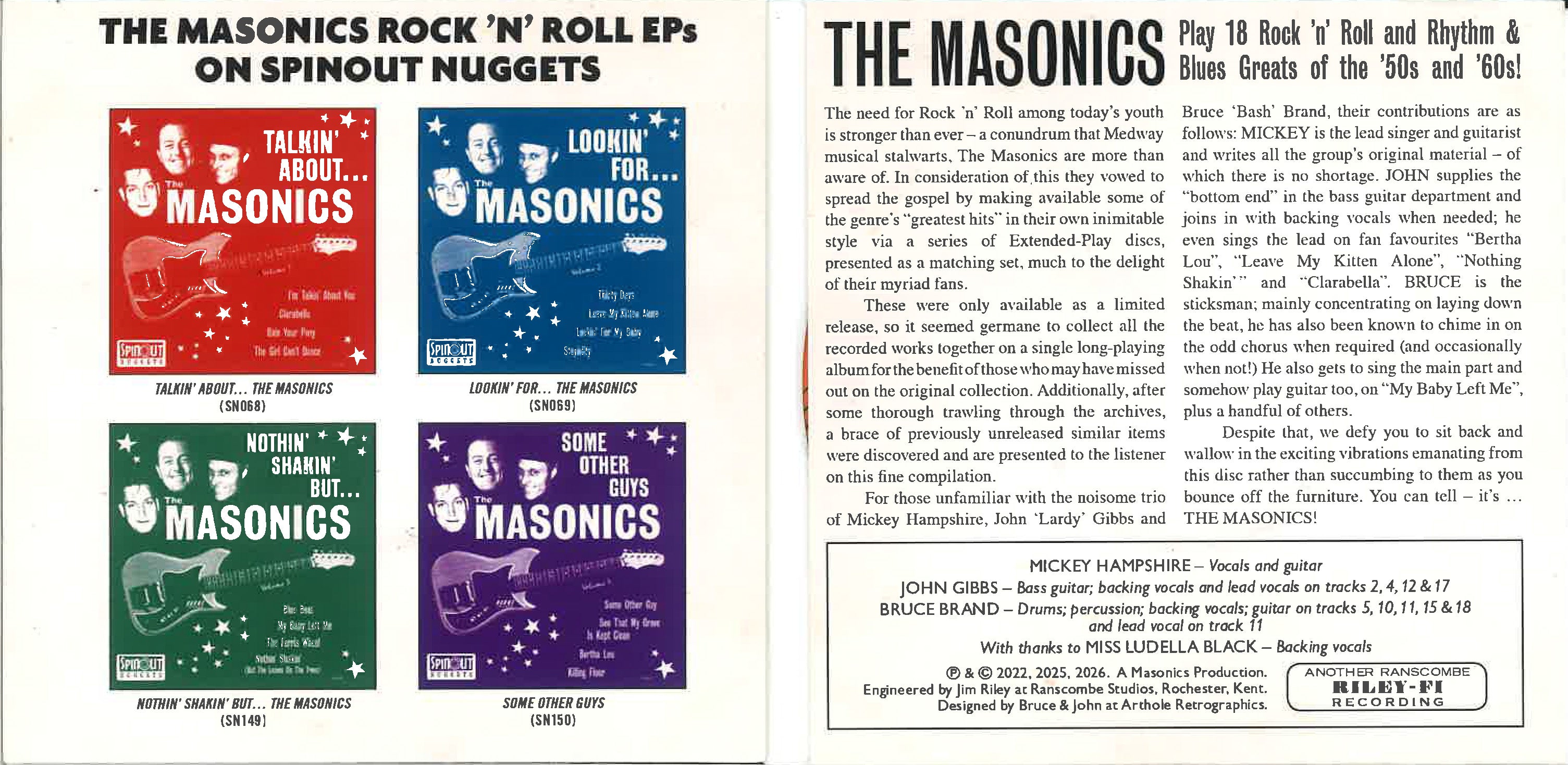 MASONICS, THE (マーソニックス ) - You Can Tell, Its... The Masonics (UK 限定見開き紙ジャケCD/New) '23〜'25年発表カバー4曲入りEPx4種+未発表のコンピ!