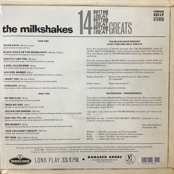 MILKSHAKES (ミルクシェイクス) - Fourteen Rhythm & Beat Greats (UK 限定復刻再発 LP/New) '82年セカンド・アルバム 41年ぶりの再発化!