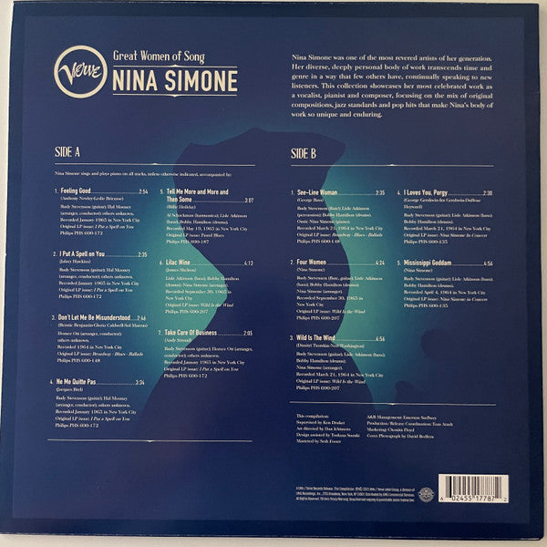 NINA SIMONE (ニーナ・シモン) - Great Women Of Song (EU 限定リリース「カラー(ブルー&ブラック)VINYL」LP/New) '64〜'66年フィリップス社期のコンピ