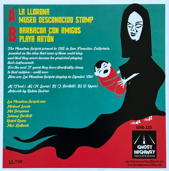 PHANTOM SURFERS, THE (ザ・ファントム・サーファーズ ) - Cantan En Espanol ! / La Llorona +3 (スペイン「150枚限定ナンバリング入り」ジャケ付き4曲入り「クリア・イエローVINYL」7インチ/ New) '24年スペインのみで発表の新作