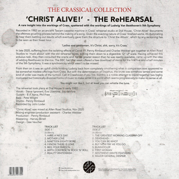 CRASS (クラス) - Christ Alive! – The Rehearsal (UK 1,000枚限定「RSD 2021 Drop 2」LP/ New) '82年初頭のリハーサルトラック !